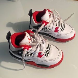 AIR JORDAN 4 RETRO (TD) "FIRE RED" INFANT SZ. 7C BQ7670-160 White